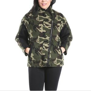 BLQ Basiq shearling camo jacket size 0= Size Small
